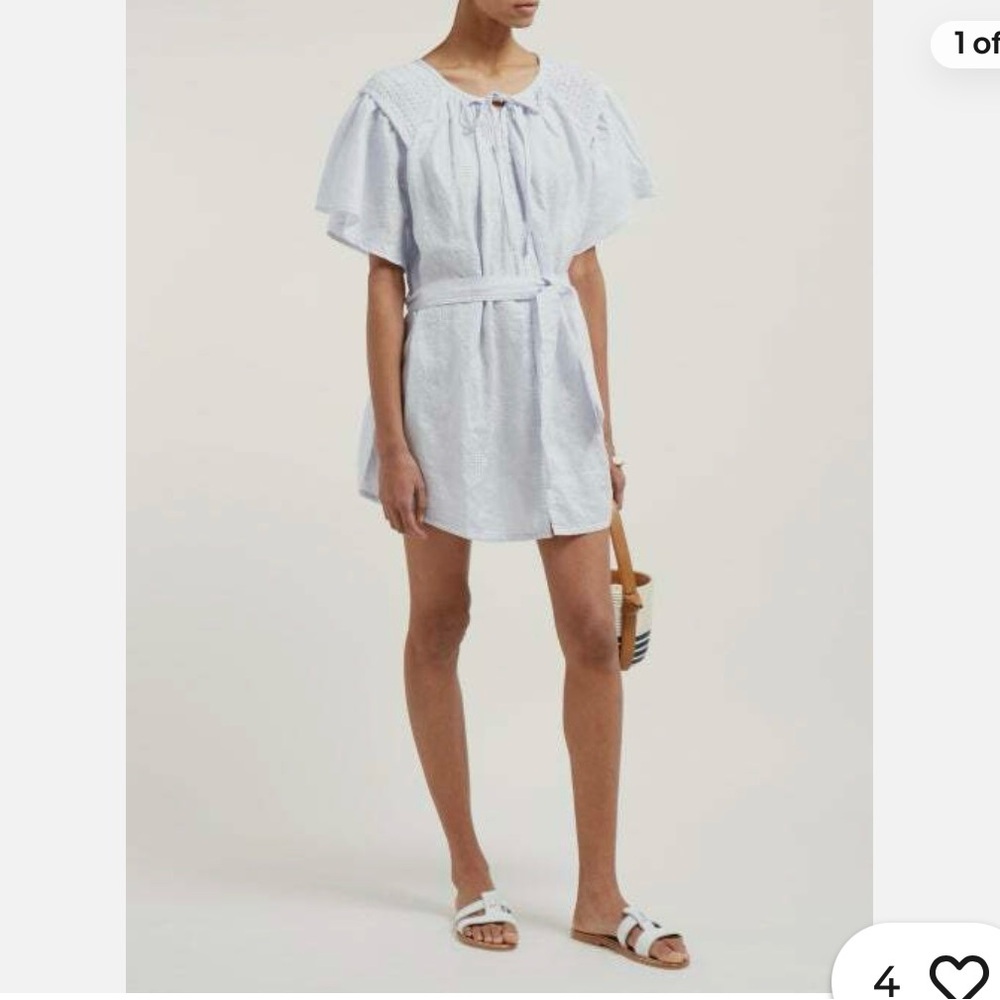 Innika Choo Smocked Linen Mini Dress O/S